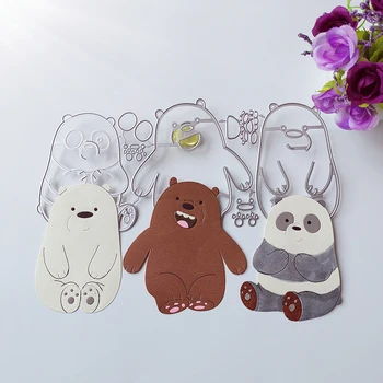 Requintado 3 ursos, pandas corte morre scrapbook decoração em relevo álbum de fotos de decoração de cartão de fazer DIY artesanato