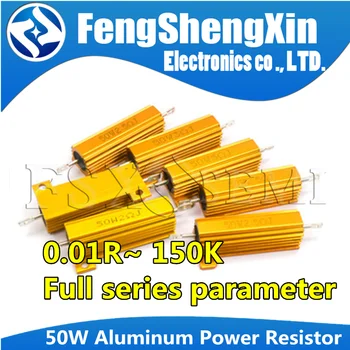 RX24 50W de Alumínio de Power Metal Shell Caso Bobinadas Resistor 0.01~150K 0.33 0.5 1 2 5 6 8 10 20 50 100 120 200 300 1K 5K 10K ohm