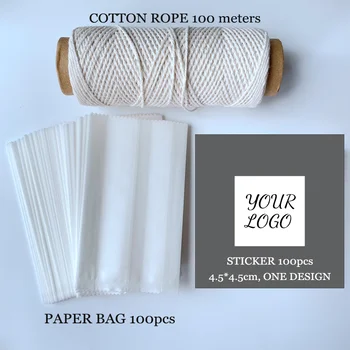 Sabonete artesanal Embalagem Saco Com Etiquetas Customzied Adesivos Caseiros Sabão da Embalagem o Saco de Papel Branco Sacos de 100 set/monte Atacado