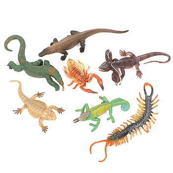 Simulação de Répteis animais modelos de brinquedos,dragão de komodo,centopéia,Camaleão,Escorpião,topetinho lagarto brinquedos Figura Crianças Brinquedos para o Deco Home de