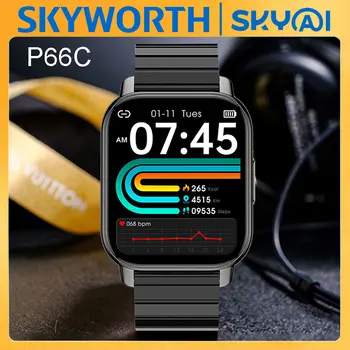 SKYWORTH SKYAL Smart Watch Homens Mulheres Smartwatch de Chamada Bluetooth Smart Relógio Para Android IOS Fitness Tracker Novo Smart-assistir P66C