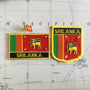 Sri Lanka Bandeira Nacional Patches De Bordados Emblema Do Escudo E De Forma Quadrada, O Pin De Um Conjunto Sobre O Pano Braçadeira De Mochila De Decoração