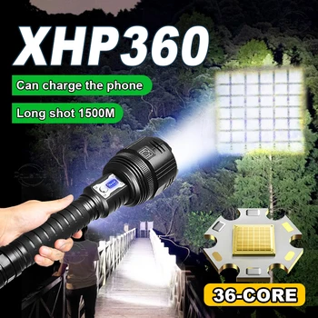 Super XHP360 DIODO emissor de luz Poderoso 18650 Lanternas de Alta Potência de Luz da Tocha Recarregável USB Lanterna XHP199 Impermeável Lanterna de Campismo