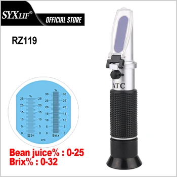 SYXLIF Brix refratômetro concentração de Açúcares medidor de Densitómetro De 32% da Soja suco de Saccharometer ATC Hidrômetro Açúcar refratômetro