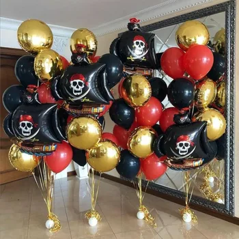 Tema pirata Festa de Balões de Ouro de 18 polegadas de Alumínio Balão Menino de Aniversário, Decoração de chá de Bebê de Suprimentos Crianças Bola