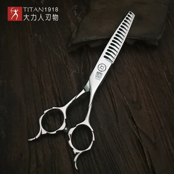 TITAN Profissional de 6 polegadas de cabelo tesoura de cabeleireiro salão de desbaste, tesouras 440C ferramentas de Estilo