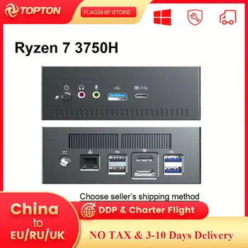 Topton AMD Mini PC Ryzen 7 3750H Vega Gráfico 2*DDR4 NVMe SSD de Jogos para computador Computador Windows 10 11 Pro 3x4K HTPC WiFi, BT