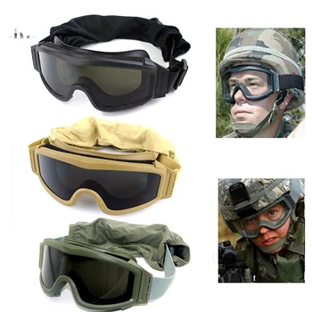 Tática Óculos de proteção: Anti-Nevoeiro Exterior, Ar Suave Cor de Bala de Proteção Militar Motocicleta Óculos com Substituível Lente