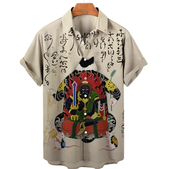 Unisex Camisa Havaiana 2022 Estilo Japonês Camisa da Banda T-shirt Superior Camisas masculinas animal de Estimação Roupas Animal Gato de Impressão 3d Camisas de Verão