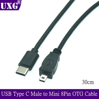 USB Tipo C Macho para Mini 8 pinos USB 2.0 Câmera Conversor de Cabo OTG Cabo de 30CM para Nikon Panasonic USB-C para Mini USB de 8 Pinos