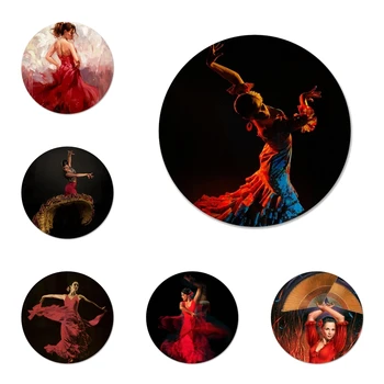 Vermelho O Bailarino Espanhol De Flamenco Ícones Da Arte De Pinos De Crachá De Decoração Broches Emblemas De Metal Para A Roupa Mochila Decoração
