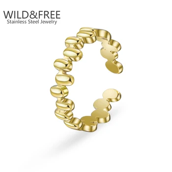 Vintage Anéis de Aço Inoxidável para as Mulheres de Personalidade Selvagem Irregular Dedo o Anel Banhado a Ouro de Mulheres DO Partido Jóias