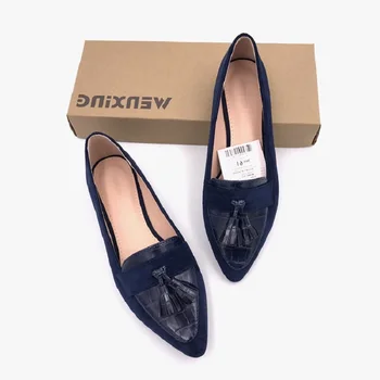 Vintage Mulheres Oxfords Sapatos de Camurça, de Couro, Sapatos para Mulher Estilo Britânico Senhora de Borla Único Sapatos 2020 Outono Sapatos Femininos