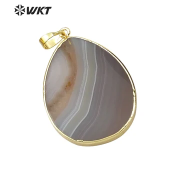 WKT WT-P1434 moda de Nova luz natural cinza pingente de pedra irregular, textura gota de água tipo elegante vento frio pingente jóias