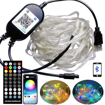 WS2812B Música Seqüência de Luzes USB RGBIC da corda LED de Iluminação Endereçável Individualmente Bluetooth Decoração do Natal Luz 5V