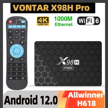 X98H Pro Caixa de TV Android 12.0 Allwinner H618 Quad Core de Suporte 4K 6K H. 265 Wifi6 Gigabit LAN Google Assistente de Voz Set-Top Box