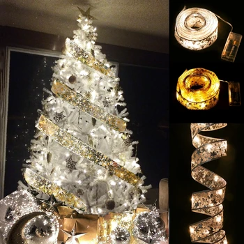 Árvore de natal de 50 LED 5M de Dupla Camada Luzes de Fadas Cadeias de Feliz Natal e Decorações para a Casa De 2021 Natal Feliz Ano Novo 2022